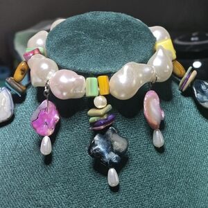 Handmade Multicolor Shell & Pearl Charm Bracelet - Women Jewelry